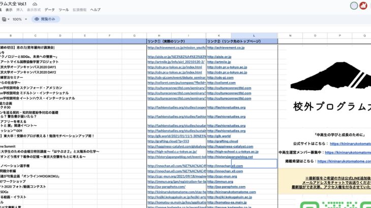 【β版】中高生対象の校外プログラム・課外活動・探究プログラム1500選